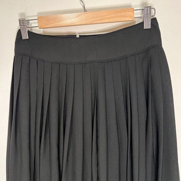 Express Pleated Skirt 4 Black Lined Lace Detail Bottom Midi Side Zip Closure - Picture 3 of 10